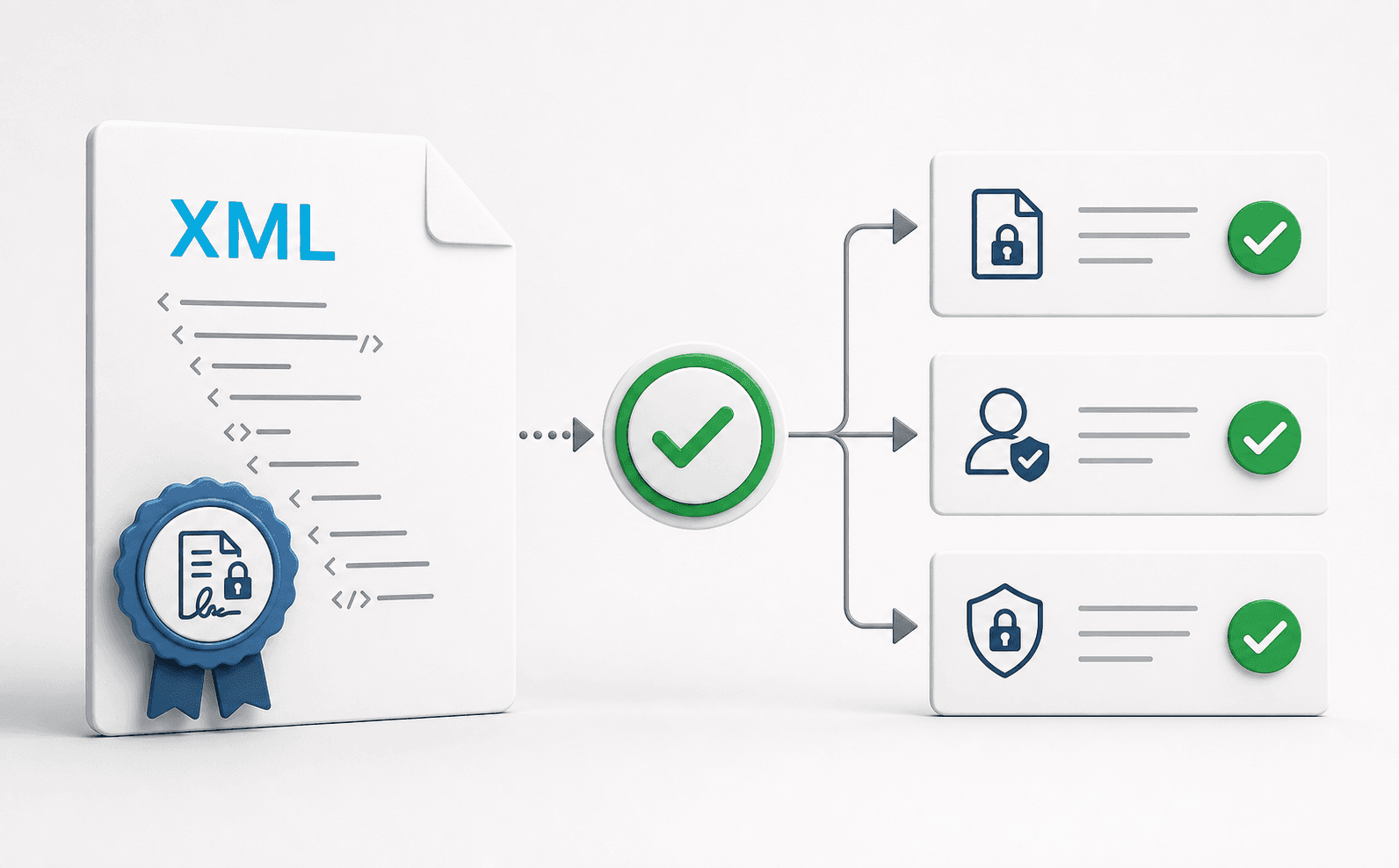 Minh họa quy trình kiểm tra chữ ký số trong tài liệu XML